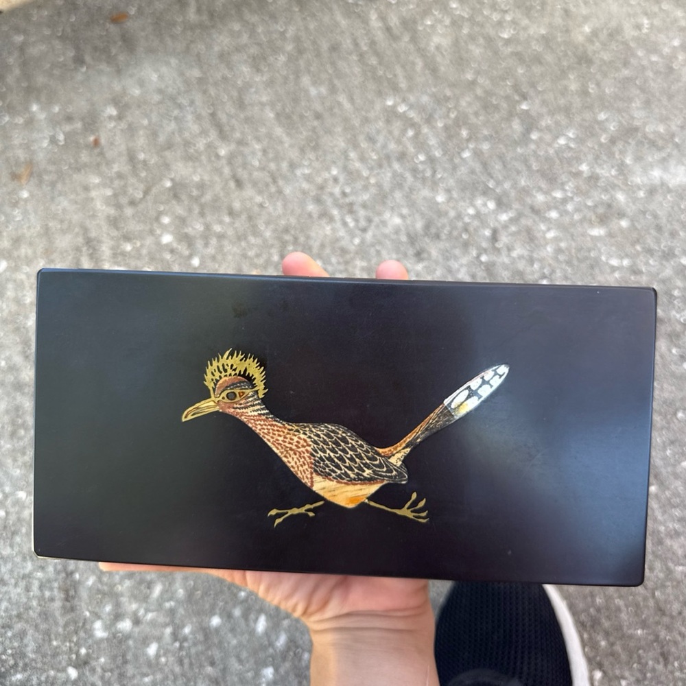 Black Decorative Bird Box with Roadrunner Inlay